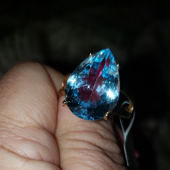 Sz 9, Swiss Blue Topaz, 18K gold over 925 Silver, 11.50 TCW, NWT - Picture 12 of 13